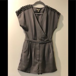 SILENCE & NOISE GREY STUDDED ROMPER/JUMPSUIT